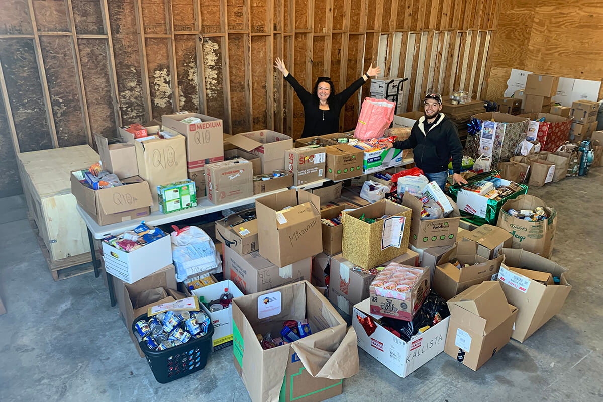 boxes filled with charity gifts