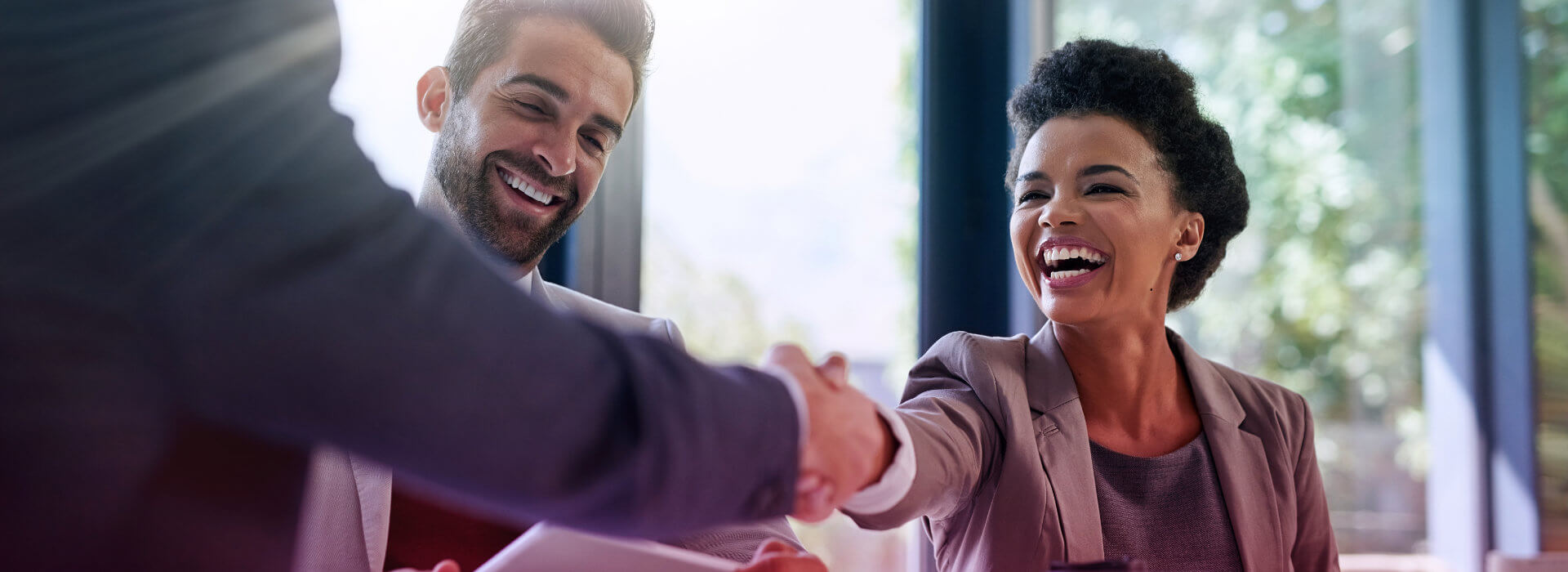 image of people shaking hands in a meeting